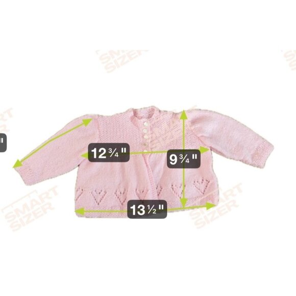 Handmade Knit Pink Baby Cardigan & Hat Set Heart Pattern Long Sleeves Buttons - Picture 5 of 5